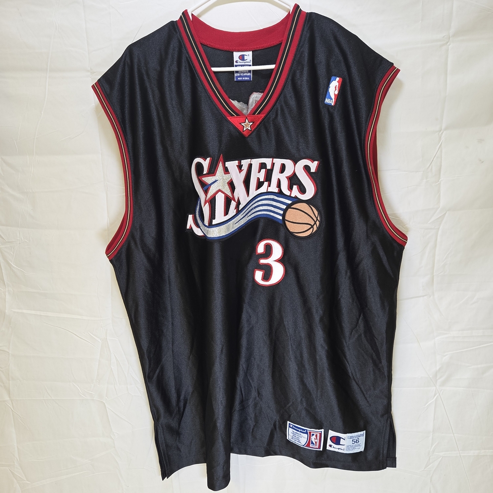 Philadelphia 76ers Allen Iverson #3 Sixers Champion Black Red Athletic Jersey